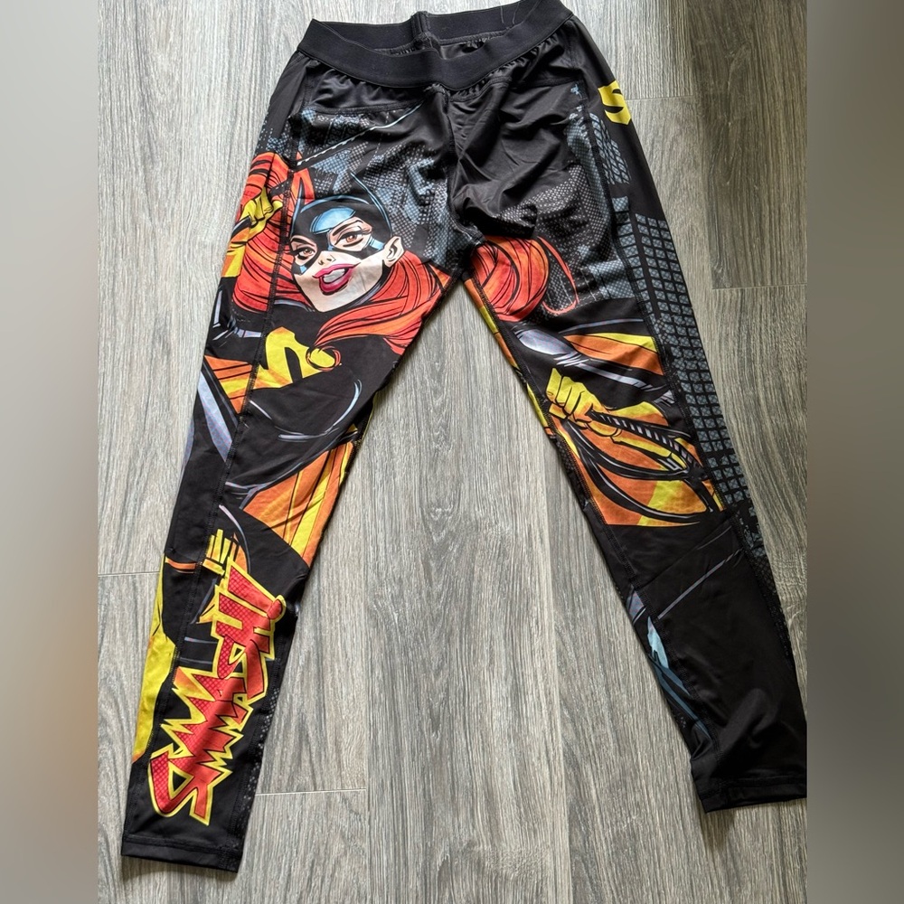 Black and Red Superhero Graphic Leggings